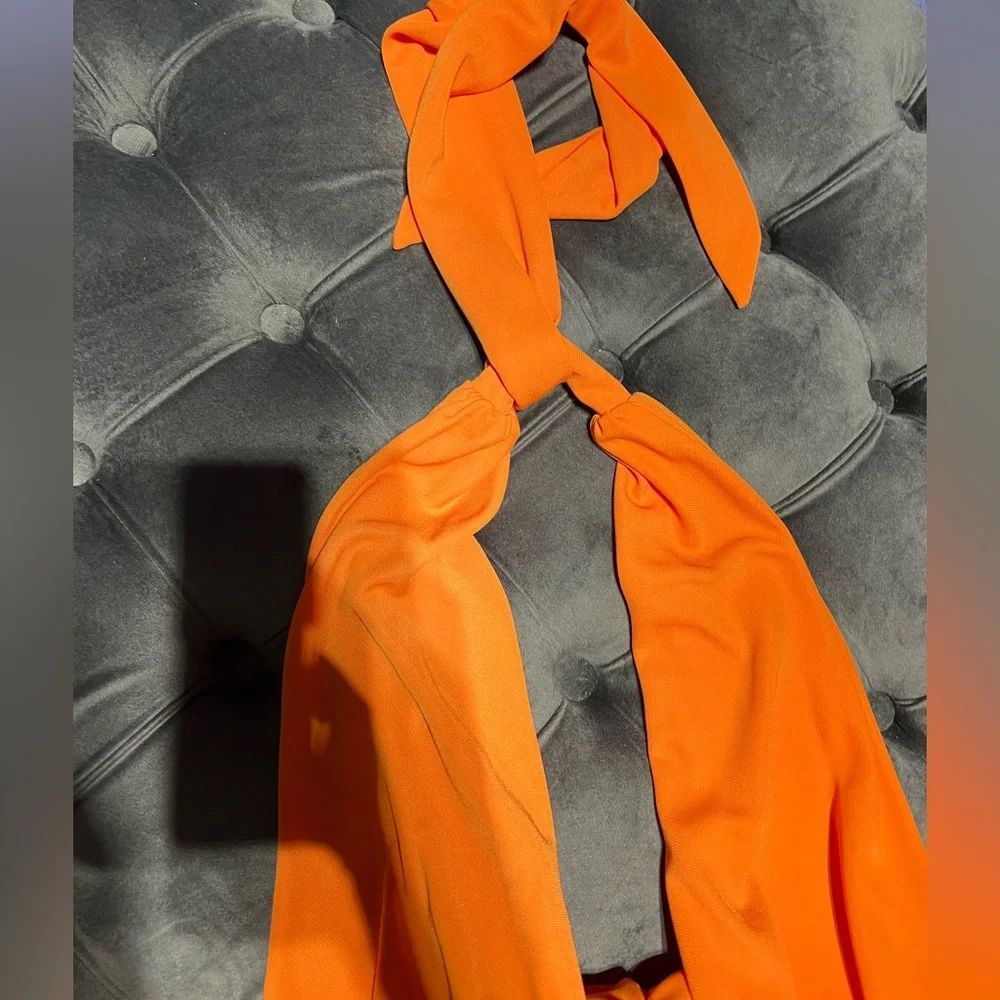 ORANGE ZARA RUCHED DRESS - Picture 4 of 7